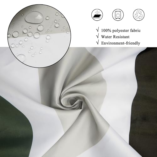 Mid Century Boho Shower Curtain, Green White Black, 72" x 72"