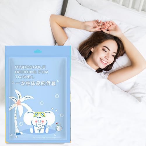 YTLX 4-Piece Disposable Travel Bedding Set - Large Portable Hotel Bed Linens