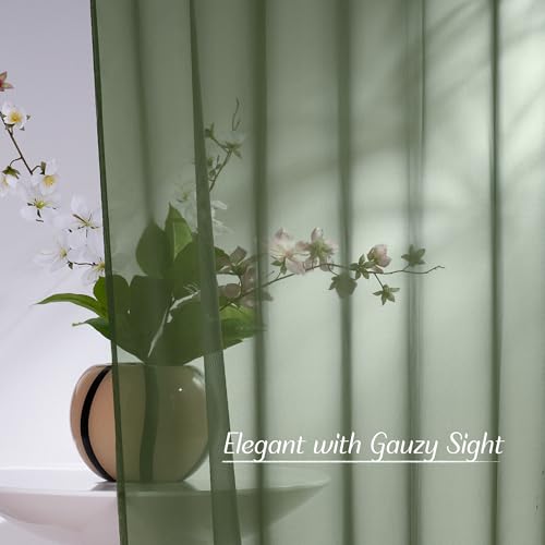 NICETOWN Forest Green Sheer Curtains 54"x84" - 2 Panels