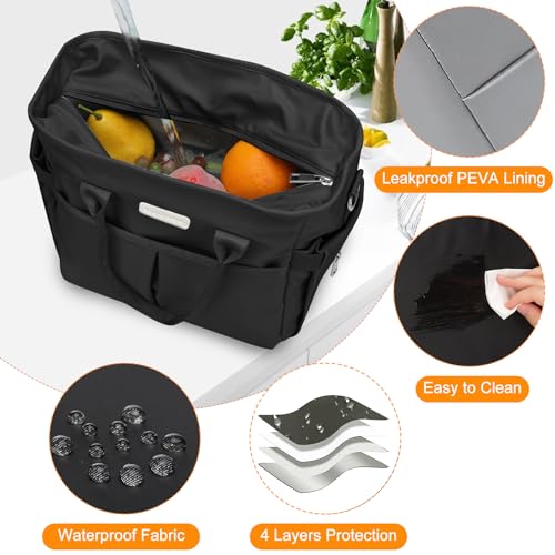 MAXTOP Insulated Lunch Bag, Large Thermal Cooler Tote for Work - Charcoal Black