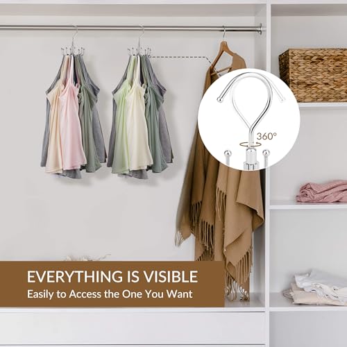 ZEDODIER Tank Top and Bra Hanger, 24-Garment Rotating Closet Organizer - Silver