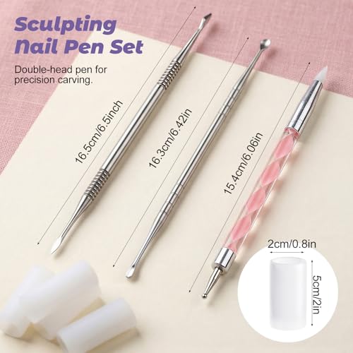 7Pcs Double-Head Nail Art Sculpture Pens & Stainless Steel Dotting Tools