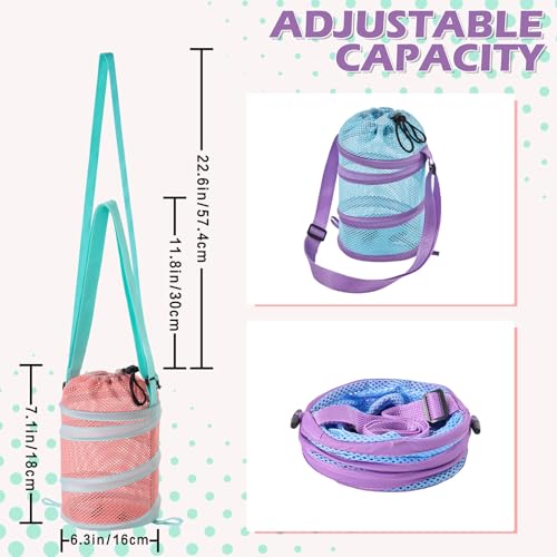 Kids Mesh Beach Bag Set Pink & Blue - Sea Shell & Travel Storage for Kids