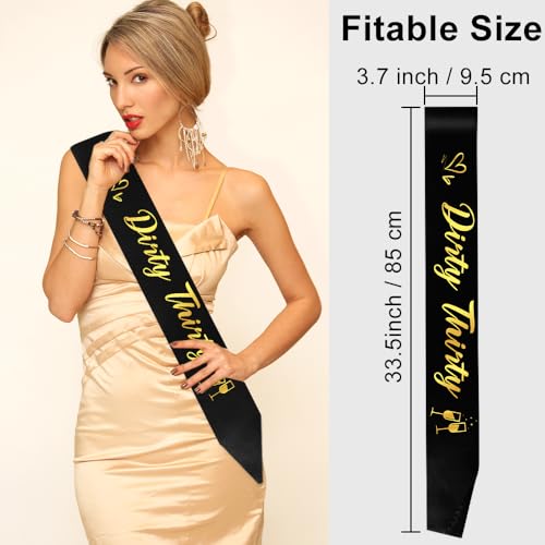 30th Birthday Sash for Women - Dirty 30 Satin Foil Sash
