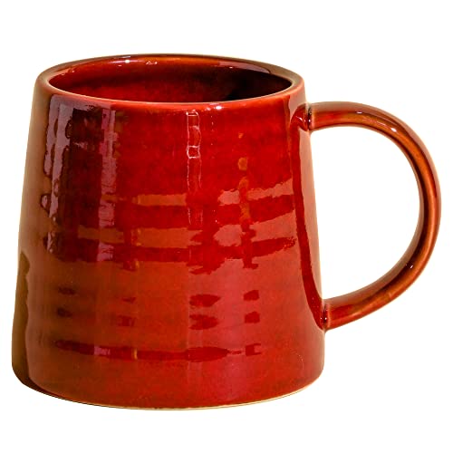 16 oz Handmade Ceramic Coffee Mug with Handle - Red Variation