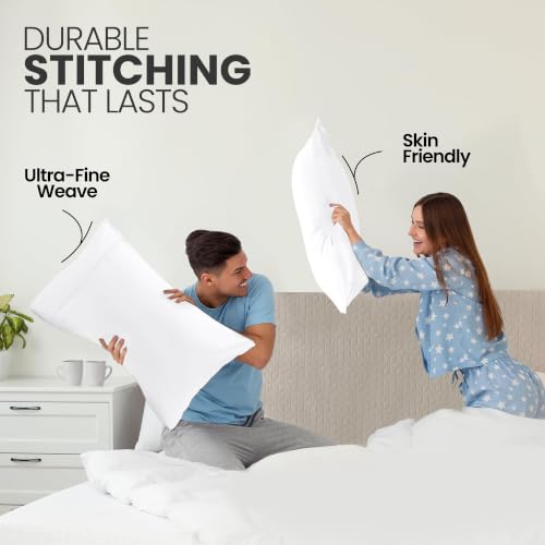 Queen Size Pillow Cases Set of 2 - Ultra Soft Microfiber Covers, White
