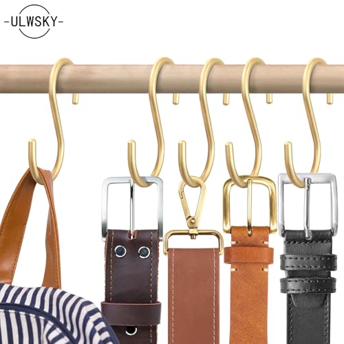 10-Pack Gold S Hooks - Heavy Duty Aluminum Utility Hooks for Storage
