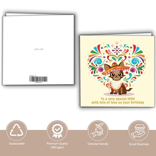 Birthday Fiesta Dog Card for Mum | Square Folded Card with Envelope