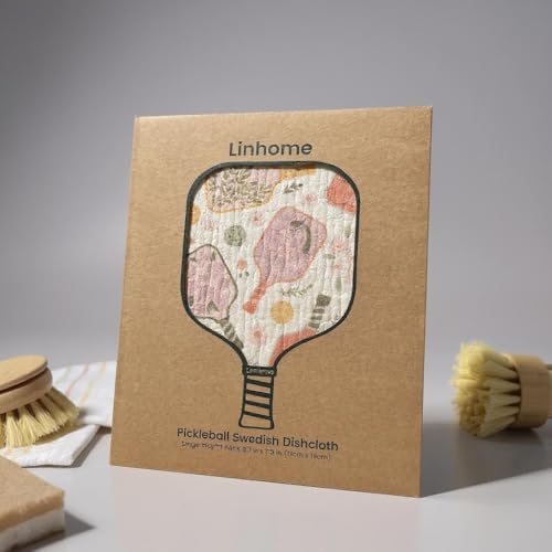 Linhome Swedish Dishcloth - Floral Pickleball Paddle Reusable Sponge