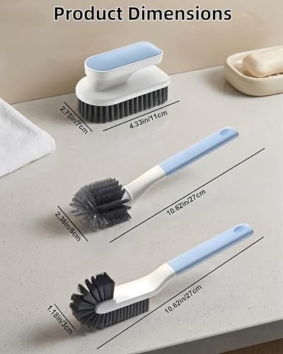 Blue Cleaning Brush Set - 3PCS Shoe & Laundry Scrub Brushes