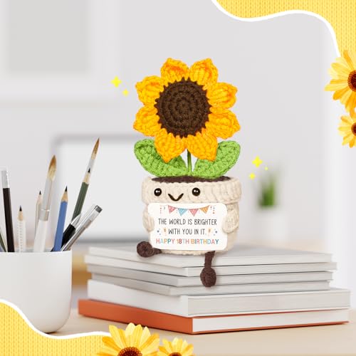 Handmade Sunflower Crochet 18th Birthday Gift for Girls