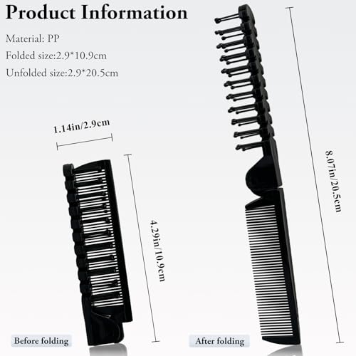Zoolinn 3PCS Foldable Travel Hair Brush Set - Anti-Static Dual-Headed Compact Comb