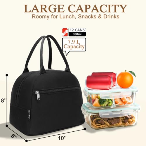 FlowFly Insulated Lunch Cooler Bag - Durable Tote Organizer for Work, Black