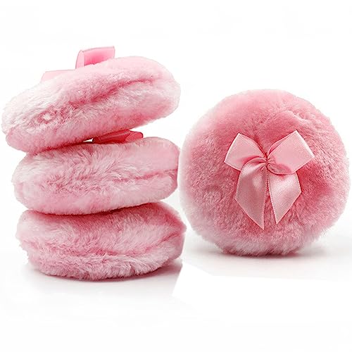 Luzen 4Pcs Ultra Soft Fluffy Powder Puffs Round Face & Body Makeup Sponge