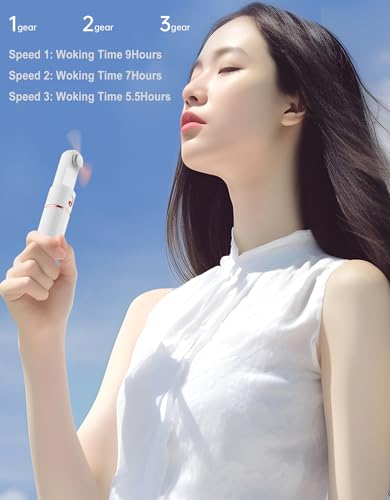 AOCOOLFAN White Portable Handheld Fan - USB Rechargeable, 3 Speed, Travel Essential