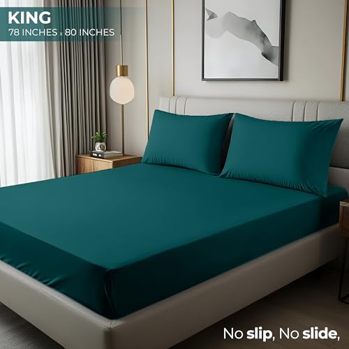 Utopia Bedding King Fitted Sheet - Deep Pocket Microfiber - Teal