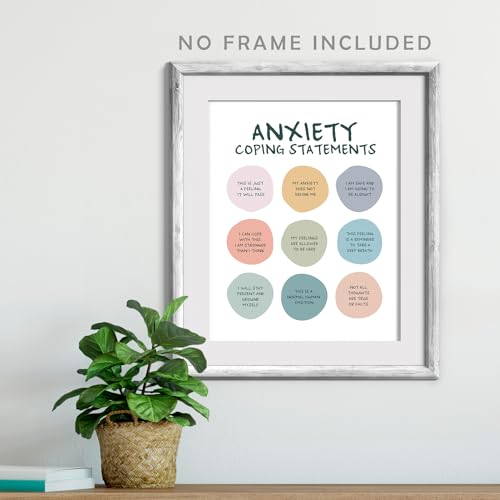 Anxiety Coping Statements Poster | 8x10 Inch Mental Health Art