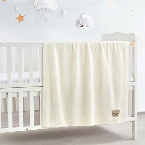 CREVENT 30x40in Baby Blanket Pink Bearhead - Cozy Fluffy Infant Bedding