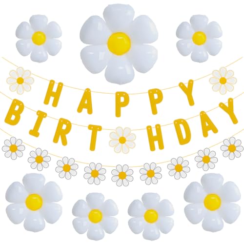33pcs Daisy Flower Birthday Party Decoration Set with Balloons and Banner