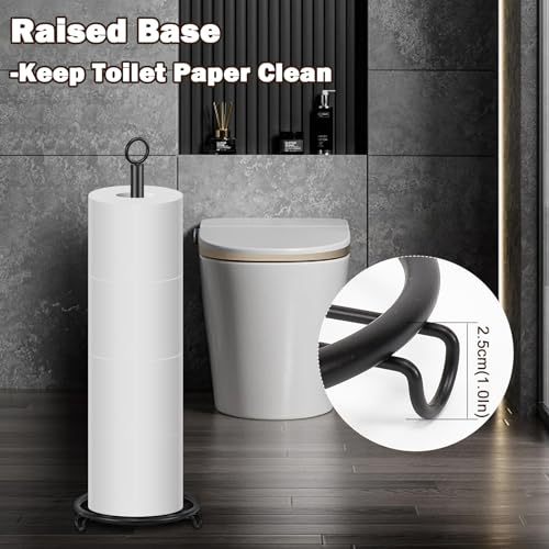 Siyzda Matte Black Toilet Paper Holder Stand - Rustproof Tissue Roll Organizer for Bathroom & Kitchen
