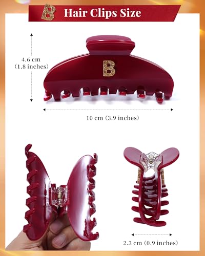 Mesovor Initial Hair Claw Clip, 3.9" Cherry Red Acetate Letter Clip