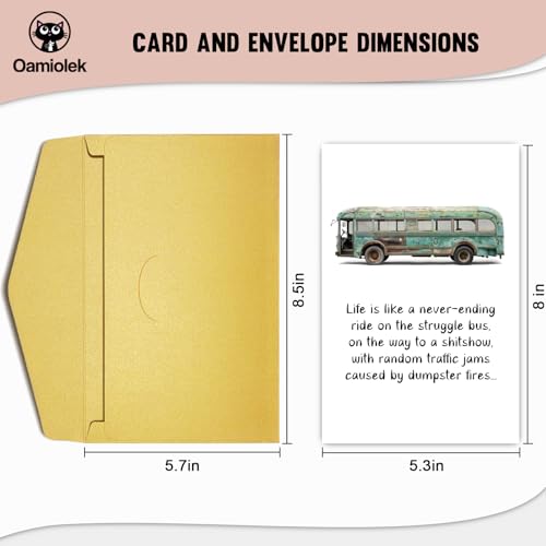 Sarcastic Birthday Card for Friend - Funny Struggle Bus Greeting Card