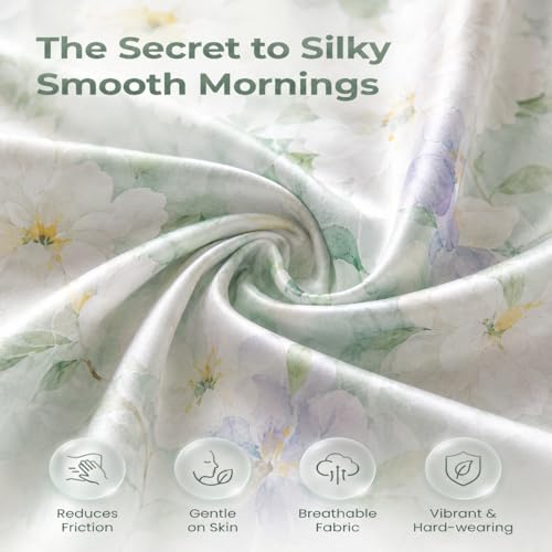 YIYEA Standard Satin Pillow Cases Set of 2 with Zipper, 20x26