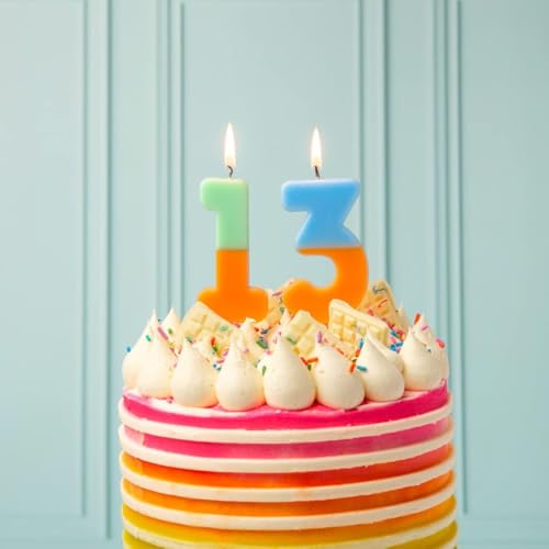 Talking Tables Number 3 Candle - Orange & Blue Birthday Cake Topper