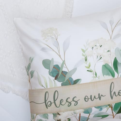 Eucalyptus Leaves Throw Pillow Covers Set of 4 - 18x18 Inch Velvet Decorative Cushions for Home Decor