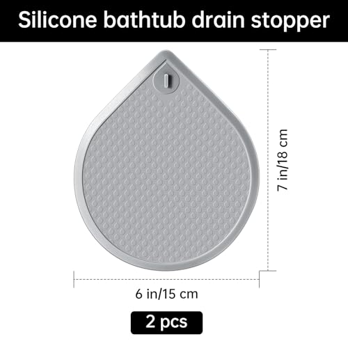 Universal Silicone Bathtub Stopper - 6 Inch Drain Plug (2 Pcs)