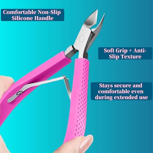 Cuticle Trimmer Stainless Steel Professional Nail Cutter with Silicone Handle
