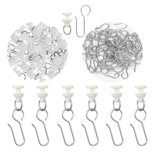 100PCS Curtain Track Gliders and Hooks for Ceiling Mount Systems