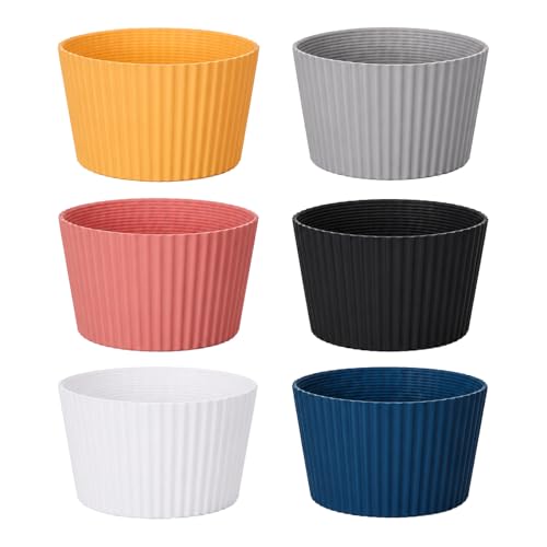 6-Pack Reusable Silicone Cup Sleeves, Heat-Resistant Tumbler Covers