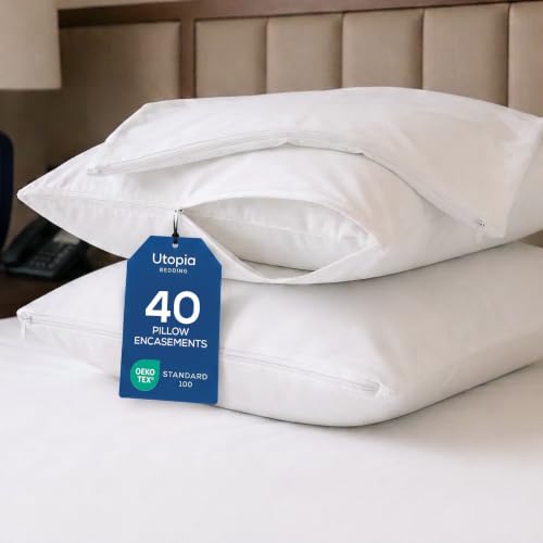 Utopia Bedding Waterproof Pillow Protectors, Queen Size, 40-Pack