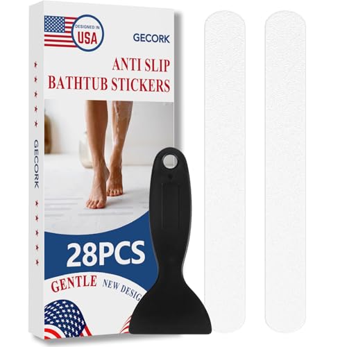 Clear Anti-Slip Shower Stickers 28PCS with Scraper Non-Slip Bathroom Safety