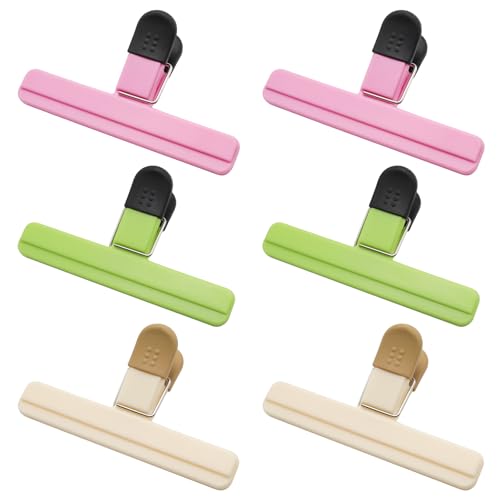 Large Plastic Food Bag Clips 6 x 3.5 Inch Assorted Colors 6 Pack