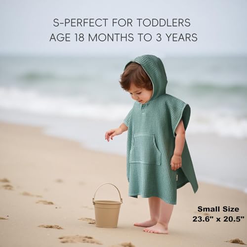 Hooded Kids Beach Towel - Sage Green Poncho for Babies & Toddlers
