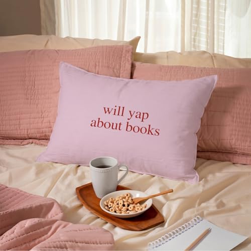 Book Lovers Pink Throw Pillow Cover 12x20 Inch - Minimalist Decor