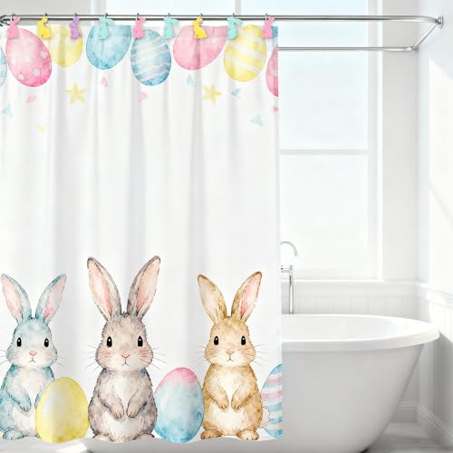 Easter Bunny Shower Curtain Hooks Set - Resin & Metal Decor for Bathroom & Home