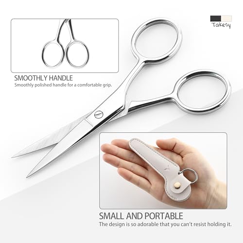 Takesy Stainless Steel Eyebrow Scissors 4.0 Inch Small Beauty Trimmer