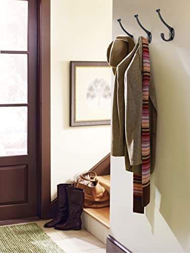 Amerock Adare Matte Black Double Prong Wall Hook - Stylish Entryway & Bathroom Organizer