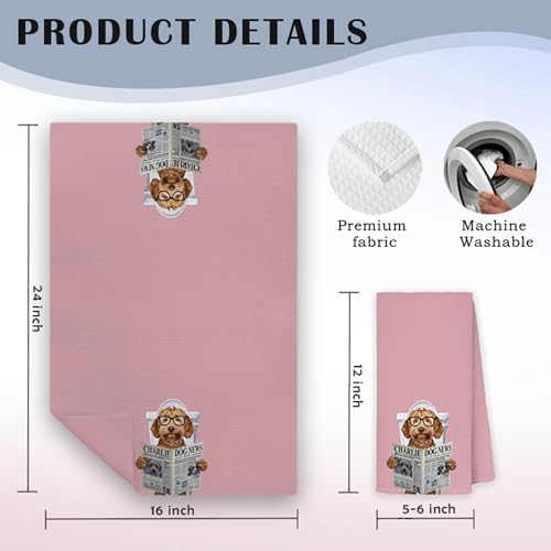 Funny Poodle Hand Towels 16x24 Inch Dog Bathroom Decor Set of 2