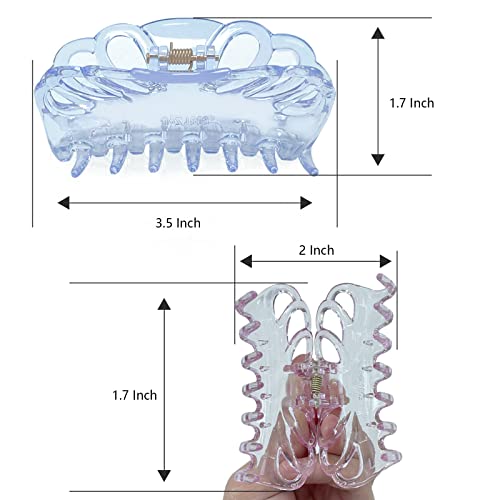 B.PHNE 4 Pack Clear Hair Claw Clips - 3.5 Inch Butterfly Banana Clips