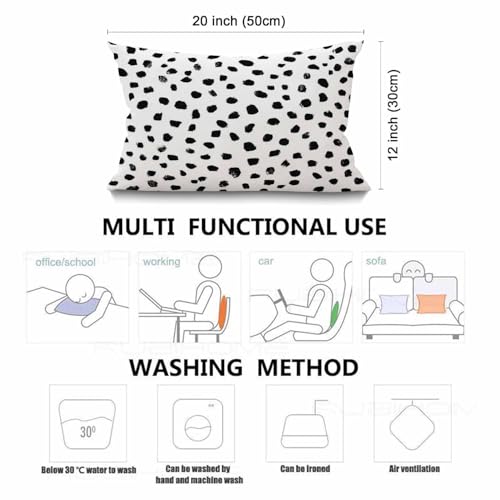 Polka Dots Throw Pillow Cover 12x20 Inch Cotton Linen Cushion Case for Sofa Bed Car