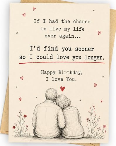 Romantic Happy Birthday Card for Him/Her - D Style 5x7