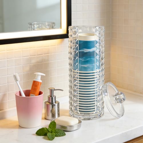 Legrape Clear Bathroom Cup Dispenser & Cotton Pad Holder Set - Space-Saving Organizers