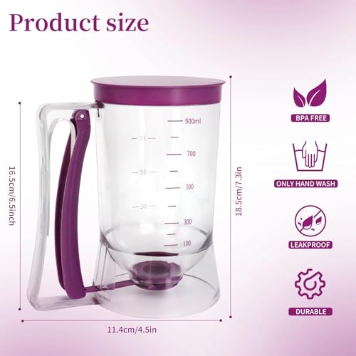 YOUOIVIA Pancake Batter Dispenser with Squeeze Handle - 4 Cup Capacity