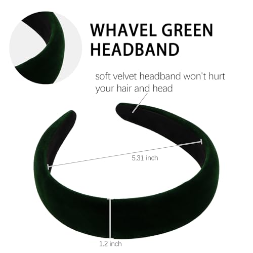 WHAVEL Green Velvet Headband for Women Soft Solid Plain Hairband