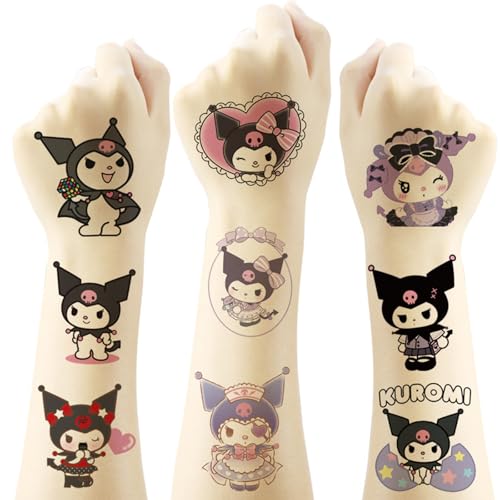 Kawaii Kuromi Temporary Tattoos 20 Sheets Sanrio Cartoon Party Favors