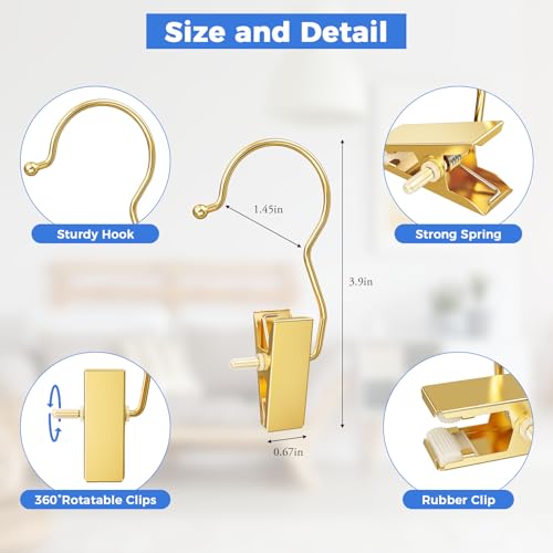 Eunhdet 10 Pack Gold Clip Hangers for Closet with Hooks & Anti-Slip Design